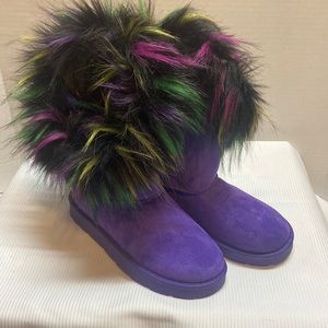 Bamboo Frozen purple fur boots ladies 8
